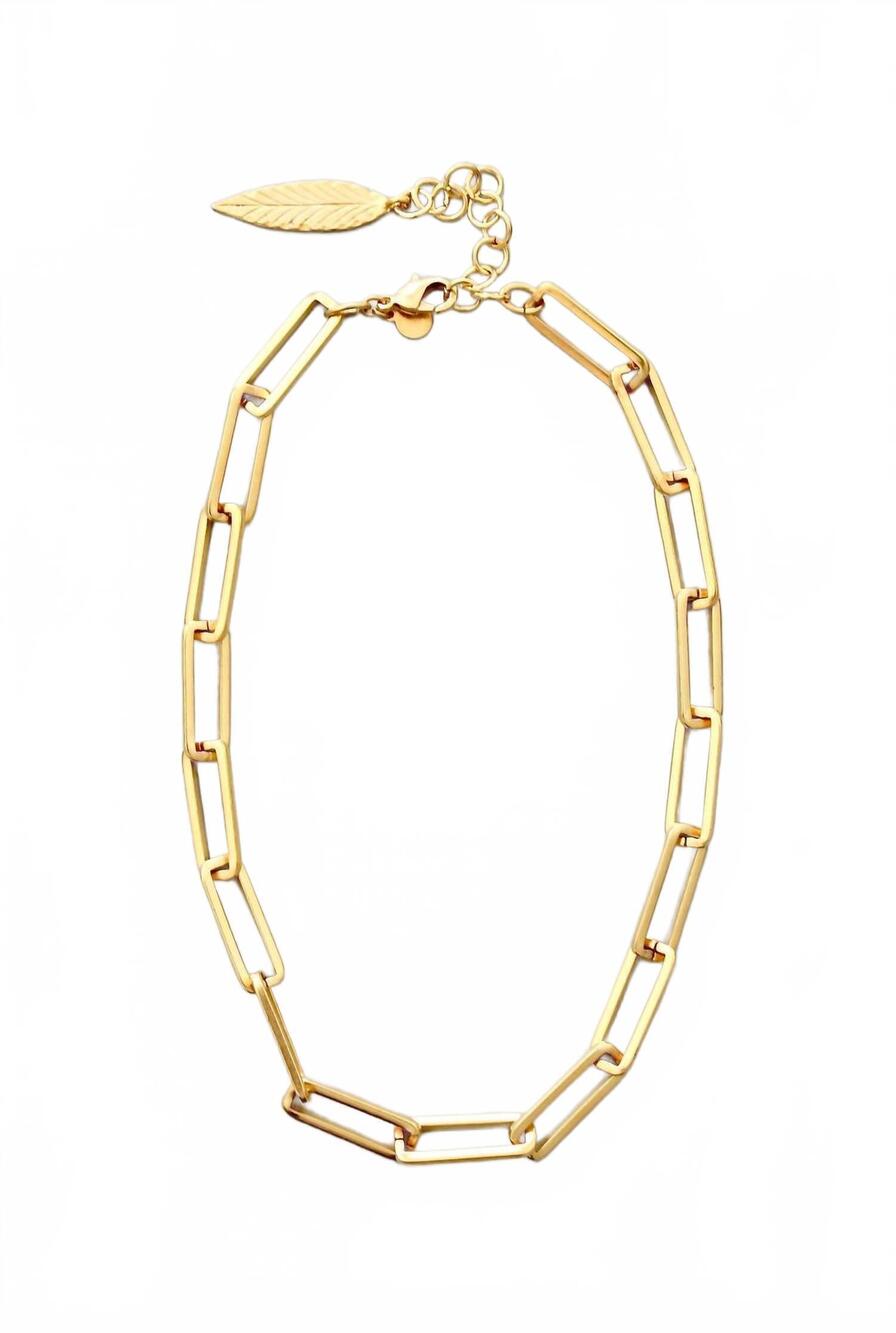 NEW DAVID AUBREY JEWELRY women's paperclip chain necklace in matte gold